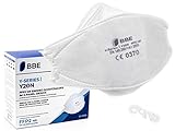 BBE Y20N | FFP2 Maske CE zertifiziert deutscher Hersteller Marke | hygienisch einzeln verpackt | zertifiziert CE0370 EN149:2001+A1:2009 | ultraleicht FFP2 Masken groß | gratis Maskenclip | 5 Stück