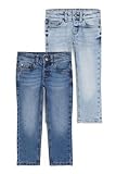 C&A Kinder Jungen 5-Pocket Jeans Straight Stretch|Baumwolle|Polyester|Denim Multipack|2er Pack Jeans-blau 128