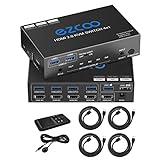 KVM Switch HDMI USB 3.0 4 Ports with Hotkey 4K 60Hz 18Gbps Share 4 Computers with one Keyboard Mous HDR D-olby Vision HDCP2.2 Remote Control