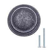 Amazon Basics - Schubladenknopf, Möbelgriff, mit gerader Platte oben und Umrandung, Durchmesser: 3,17 cm, Antik-Silber, 10er-Pack