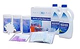 AquaFinesse Whirlpool Wasserpflege Set, inkl. Calhypo-Chlor, pH Senker, pH Heber, Pooltester mit Testtabletten, FilterClean-Tabletten,Scum Bug absorbierender Schwamm