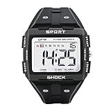 BEN NEVIS Digital Uhr Herren-Sports Wasserdicht Eckig Armbanduhr mit Wecker/LED-Licht/Stoppuhr/Datum-Silikon Armband Schwarz