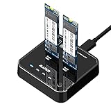 MAIWO K3016S Dual-Bay M.2 SATA SSD Externes Festplattengehäuse,für M & B Key Festplatte Dockingstation, USB3.1 Type C (10 Gbps) ,unterstützt Offline-Clone Duplikato(Nicht unterstützt NVME SSD)