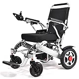 Bueuwe Leicht Faltbar Elektrisch Rollstuhl, Kleiner Elektrischer Rollstuhl, Elektrorollstuhl mit Stoßdämpfung, Elektrische Rollstühle für ältere und Behinderte Menschen, Aluminium, 23 kg