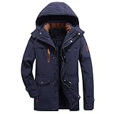 Große Größen Outdoor Parker Jacken Für Herren Lange Warme Gefütterte Winterjacke Wintermantel Lang Mit Kapuze Männer Winter Jacke Steppjacke Mantel Parka,Blau,5XL