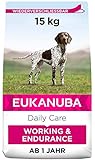 Eukanuba Daily Care Working & Endurance Trockenfutter für Hunde mit hohem Energiebedarf (Arbeitshunde, trächtige & säugende Hündinnen), Hundefutter mit hohem Gehalt an Protein & Fett, 15 kg