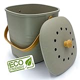 YourCasa® Komposteimer - 6L - für alltäglichen Biomüll in der Küche - geruchsdicht & abwaschbar - nachhaltiger Bio Mülleimer mit Deckel & Filter im schlichten Design