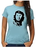 OM3® Che Guevara x Al Bundy T-Shirt | Damen | 90's Kult TV Serie Revolution Parodie | L, Hellblau