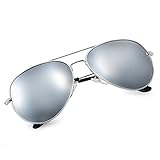 Yveser Polarisierte Sonnenbrille Pilotenbrille für Männer und Frauen Yv3025 (Silber Linse/Silber Rahmen)