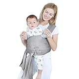 Lictin Elastisches Babytragetuch mit ASTM Zertifikat - Sleepy Wrap -hellgrau Tragetuch Baby - Babytrage Neugeborene und Kleinkinder bis 18,4 kg
