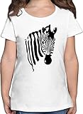 T-Shirt Mädchen - Karneval Kostüm Faschingskostüme Kinder - Zebra - Zebramuster Zebrastreifen Zebra-Kostüm Safari Afrika Tiermotiv - 128 (7/8 Jahre) - Weiß - tshirt zebra kinder 128 - F131K