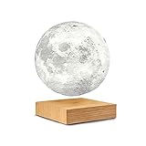 Gingko Smart Moon Lamp • schwebender Mond mit Holzsockel • smartes Stimmungslicht • elektromagnetisch & rotierend • Esche