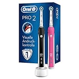 Oral-B PRO 2 2950N Doppelpack Elektrische Zahnbürste/Electric Toothbrush mit visueller Andruckkontrolle für extra Zahnfleischschutz, 2 Modi inkl. Sensitiv, Timer, 2 Aufsteckbürsten, schwarz & pink