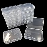 DUGYIRS 12 Stück Aufbewahrungsbox Plastik Transparent mit Deckel zum Klappen,Rechteckiger Kunststoff Aufbewahrung Behälter Box für Perlen und Schmuck, kleine Gegenstände,Einstufung