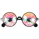 Kaleidoskop-Brille, Regenbogen-Sonnenbrille, 4D-Rave-Prisma-Brille für Festivals, Lichtshow, Club, schwarzer Rahmen ohne Löcher