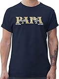 T-Shirt Herren - zum Vatertag - Papa Geschenk mit Namen Kinder Datum Geburtsjahr I Weihnachten I Geburtstag - XL - Navy Blau - Vater Tshirt personalisiertes Vatertagsgeschenk Papas Tochter S
