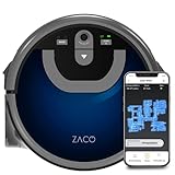 ZACO W450 Wischroboter mit extra Frisch- und Schmutzwassertank (Neuheit 2021), bis 80 Min nass wischen, Roboter-Mopp für Hartboden, intelligente Kamera Navigation, App & Alexa Steuerung, Midnight Blue