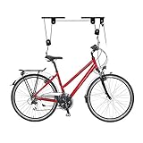 Relaxdays Fahrradlift, bis 20 kg, max. Deckenhöhe 4 m, Fahrrad Deckenhalterung mit Flaschenzug, Garage, Keller, schwarz