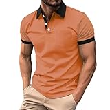 Herren Poloshirt Basic Kontrast Stickerei Kragen Kurzarm Polohemd T-Shirt Polos Kontrastfarbe Ausschnitt T-Shirt Sommer Polohemden Poloshirt Herren Langarm Baumw