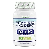 Vitamin D3 10.000 I.E + Vitamin K2 200 mcg Menaquinon MK7 Depot - 100 Tabletten - 99,7+% All-Trans (K2VITAL® von Kappa) - Laborgeprüft - Vegetarisch - Hochdosiert - Premium Qualität