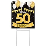 50th Happy Birthday Party Yard Schild Happy Birthday Schild Happy Birthday Yard Schild Set von 1 Stück 50 Geburtstag Yard Schild mit H Metallstecker für Outdoor Rasen Dekoration