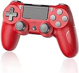 YTEAM Wireless Controller für PS4, Kabellos Gamepad Joystick mit Dual Motors, Motion/ 6-Achsen Gyro Sensor Game Controller für PS4 / PS4 Slim / PS4 Pro Console (Rot)