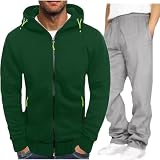 Herren Jogginganzug Trainingsanzug Sportanzug Hausanzug,Trainingsanzug Set Herren Jogginganzug Einfarbig Tracksuit Kapuze Pullover mit Reißverschluss Lang Activewear Baggy Sport Anzug Sportanzug