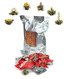 Creano Teeblumen 36 Teekugeln weißer Tee Großpackung, Erblühtee im Bulkpack, Teerosen, Blooming Tea, Flowering Tea