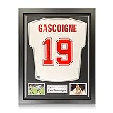 Exclusive Memorabilia England 1990 Fußballtrikot signiert von Paul Gascoigne. Gerahmt