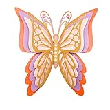 JINGA Dreidimensionale vierschichtige Farbhohlperlen-Papiersimulations-Schmetterlings-Hochzeitsfest-Dekoration Doppelschicht-große Wandaufkleber Bad Wandsticker (B, One Size)