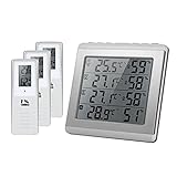 Vistreck LCD Digital Wireless Thermometer Hygrometer Temperatur-Feuchtigkeitsmesser mit 3 externen Sendern Temperatur