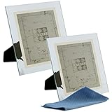 Abgeschrägtes Glas & Spiegel Line Rundum Foto Rahmen für einen 15,2 x 10,2 cm – 25,4 x 20,3 cm Bilder – Stanbridge von Sixtrees, silber, 8' x 6' TWINPACK