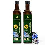 Naturzade Schwarzkümmelöl 1000ml Ungefiltert Glasflasche (2 x 500ml), kaltgepresst, direkt vom H