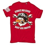 Herren Jungs T-Shirt Schwatz Mir keinen Rost ans Moped Motorrad Sprüche Sp