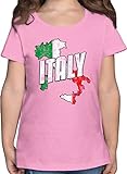 Kinder Fahnen und Flaggen - Italy Umriss Vintage - 140 (9/11 Jahre) - Rosa - Italy Kinder - F131K - Mädchen Kinder T-Shirt
