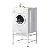 [en.casa] Waschmaschinen-Untergestell mit ausziehbarer Ablage max. bis 150kg Trockner Sockel Podest Stahl Unterschrank Erhöhung