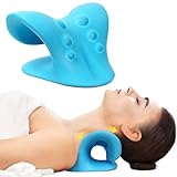 Nackendehner, Nacken- und Schulterentspanner zur Schmerzlinderung, zervikales Traktionsgerät Kissen zur Muskelentspannung und Schmerzlinderung des Kiefergelenkgelenks (Blau)
