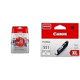 Canon Tintenpatrone CLI-551 XL 4 x 11 ml + Fotopapier - Multipack - für PIXMA Drucker ORIGINAL & Tintenpatrone CLI-551 XL GY - grau Grey 11 ml für PIXMA Drucker ORIGINAL