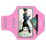EOTW Joggen Sportarmband - Handyhalterung Arm mit Airpods Tasche für MP3-Player/iPhone 16/15/14/13 Pro Max Galaxy S24+/S23+/S22/S21(Rosa,6,0'~6,7')