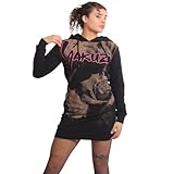 Yakuza Damen Love The End Hoodie Kleid, Schwarz, L