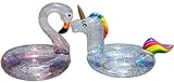 Schwimmreifen Schwimmen Flussfloatrohr, aufblasbare Schwimmröhrchen - 2020 Neue volle Transparente Pailletten Flamingo Einhorn Schwimmen Ring PVC Wasserring (Größe: Flamingo) (Size : Unicorn)