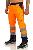 Mivaro Warnschutzhose, Lange Warnschutz Arbeitshose, EN ISO 20471 Klasse 2, Farbe:Orange/Dunkelblau, Größe Hosen:M (48-50)