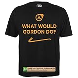 What Would Gordon Do - Herren T-Shirt für Geeks mit Spruch Motiv aus Bio-Baumwolle Kurzarm Rundhals Ausschnitt, Größe L