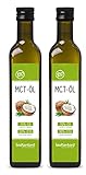 MCT Öl BIO 1000ml aus 100% bio Kokosöl (2x 500ml) l premium Qualität l 70% Caprylsäure C8 l 30% Caprinsäure C10 l mechanisch hergestellt