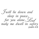 Home NIV Schriftzug Zitate I Will Lie Down and Sleep in Peace for You Alone Lord Make Me Dwell Safety Art Words Wall Decal Removable DIY Wandbild Christian Stickers Wohnzimmer Schlafzimmer Decor