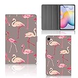 B2Ctelecom Tablet Bag für Samsung Galaxy Tab S6 Lite Flip-Case Hülle Tablet hülle mit Motiv Flamingo - Bild Schutzhülle