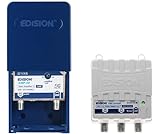 EDISION MAK-100 Kit: Mastverstärker 1UHF, 10-25db, 107dBmV, 24V, für Digitale Terrestrische DVB-T/T2 Antennnen geeignet, 5G LTE Filter + Netzteil 24V 200mA F 2 Ausgänge