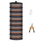 Desy & Feeci 8-lagiges Netz-Abtropfgestell zum Aufhängen von Kräutern, Trockennetz mit orangefarbenen Reißverschlüssen