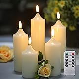 YASENN LED-Kerzen, batteriebetrieben, 5 Stück, flammenlose Kerzen mit Fernbedienung, Timer und dimmbar, warmweiß, flackernd, springende Flamme, realistische Kerzen, Weihnachten