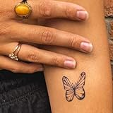 Inkster® Feiner Schmetterling Tattoo | Temporäres Tattoo mit EU-Kosmetikzertifizierung - das Original | wasserfest + vegan | revolutionäres 2-Wochen-Tattoo